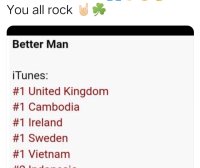 Better Man登顶全球多地iTunes榜